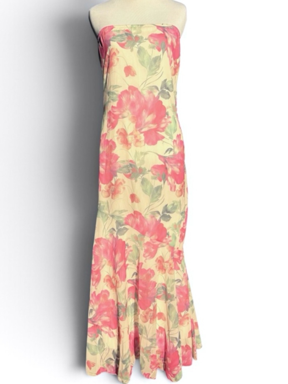 Vintage Strapless Floral Maxi Dress